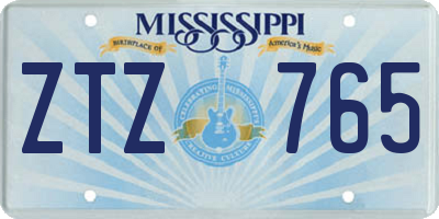 MS license plate ZTZ765