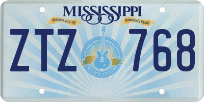 MS license plate ZTZ768