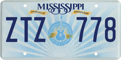 MS license plate ZTZ778