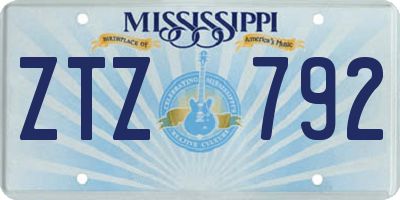 MS license plate ZTZ792