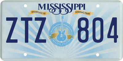 MS license plate ZTZ804