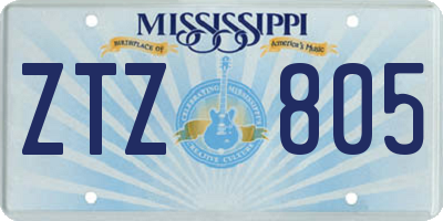 MS license plate ZTZ805
