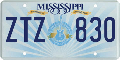 MS license plate ZTZ830