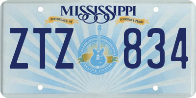 MS license plate ZTZ834