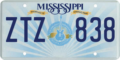 MS license plate ZTZ838