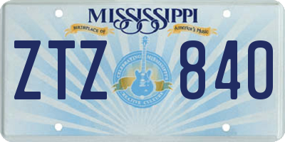 MS license plate ZTZ840