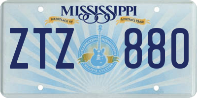 MS license plate ZTZ880