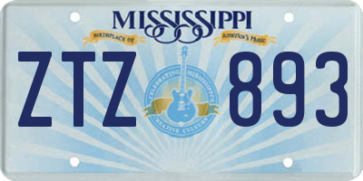 MS license plate ZTZ893