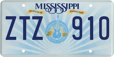 MS license plate ZTZ910