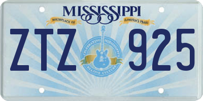 MS license plate ZTZ925