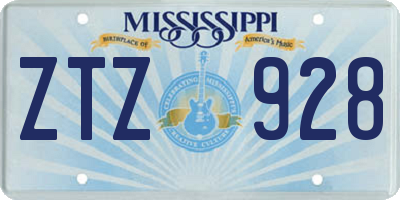 MS license plate ZTZ928