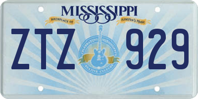 MS license plate ZTZ929