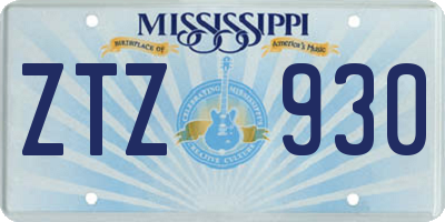 MS license plate ZTZ930
