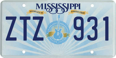 MS license plate ZTZ931