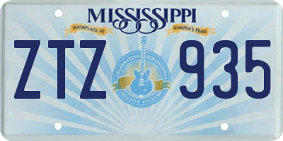 MS license plate ZTZ935