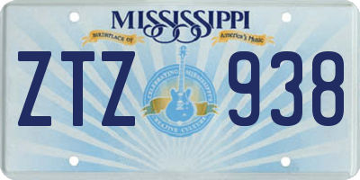MS license plate ZTZ938