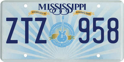 MS license plate ZTZ958