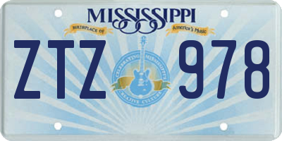 MS license plate ZTZ978