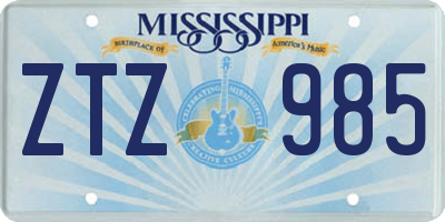 MS license plate ZTZ985