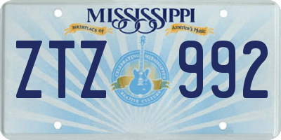 MS license plate ZTZ992