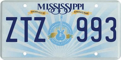 MS license plate ZTZ993