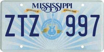 MS license plate ZTZ997