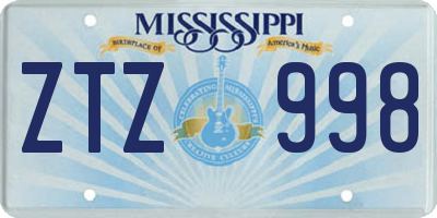 MS license plate ZTZ998