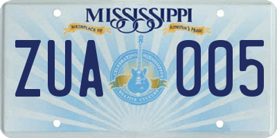 MS license plate ZUA005