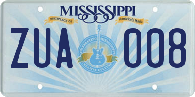 MS license plate ZUA008
