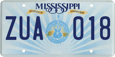 MS license plate ZUA018