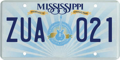 MS license plate ZUA021