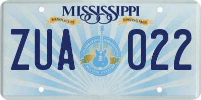 MS license plate ZUA022