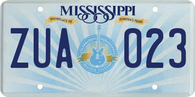 MS license plate ZUA023