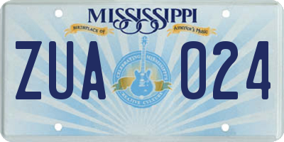 MS license plate ZUA024