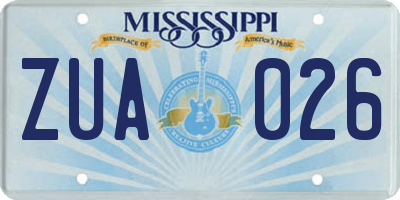 MS license plate ZUA026