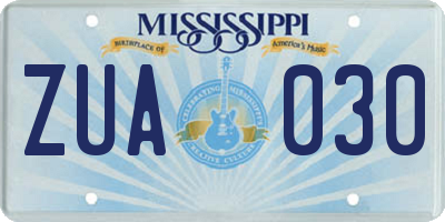 MS license plate ZUA030