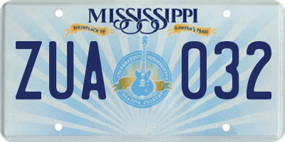 MS license plate ZUA032