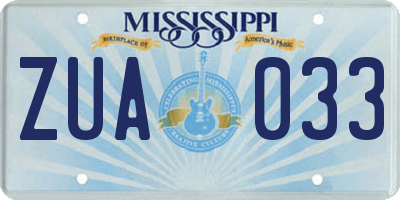 MS license plate ZUA033