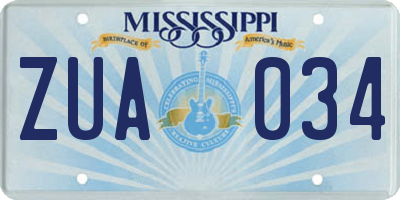MS license plate ZUA034