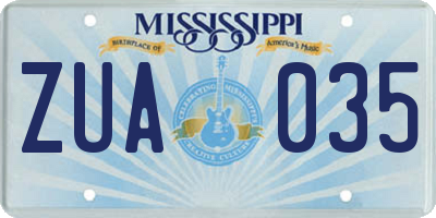 MS license plate ZUA035