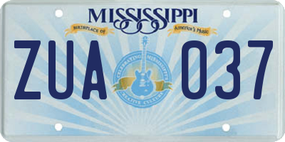 MS license plate ZUA037