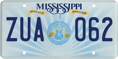 MS license plate ZUA062
