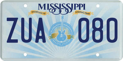 MS license plate ZUA080