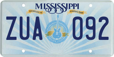 MS license plate ZUA092