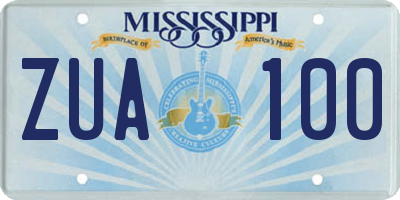 MS license plate ZUA100