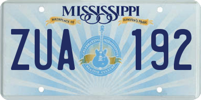 MS license plate ZUA192