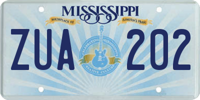 MS license plate ZUA202