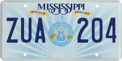 MS license plate ZUA204