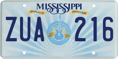 MS license plate ZUA216