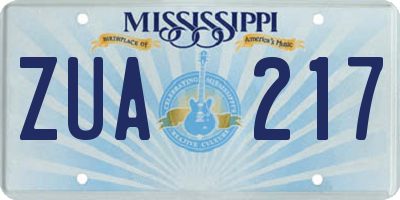 MS license plate ZUA217